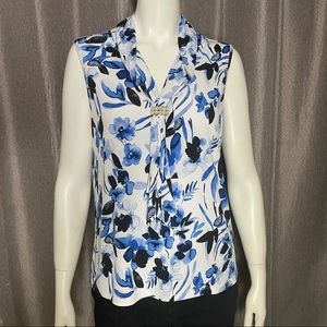 Karl Lagerfeld Pearl Cluster Blue Sleeveless Top